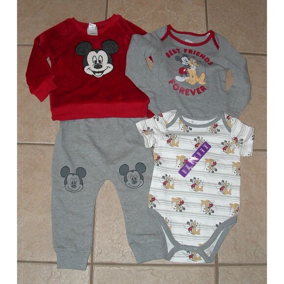 NEW NWT Boys Sz 24 Months MICKEY MOUSE Sweatpants & Shirts 4 Pc Set DISNEY BABY - Picture 1 of 7